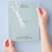 Elegant Light Blue Faux Linen Hair Salon Brochures (Hand)