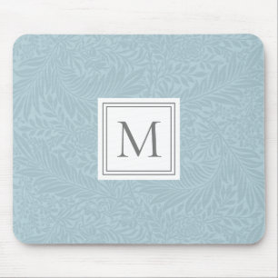 Elegant Light Blue Floral Botanical Monogram Muismat