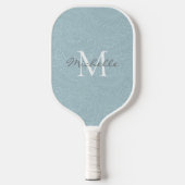 Elegant Light Blue Floral Botanical Monogram Pickleball Paddle (Voorkant)