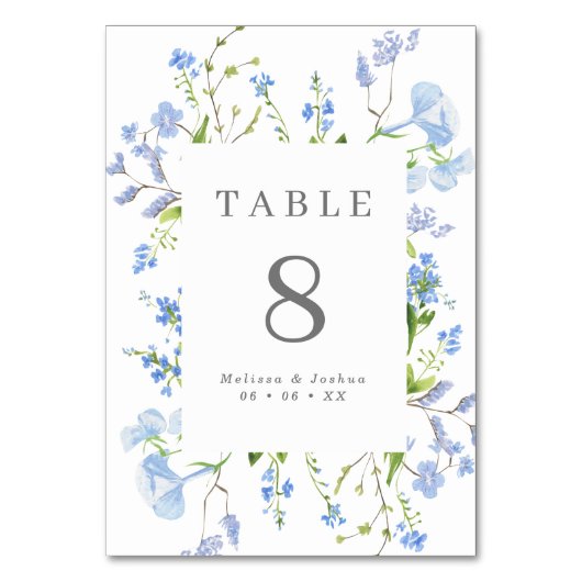 Elegant Light Blue Floral Lijst Wedding Kaart (Voorkant)