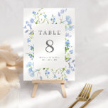 Elegant Light Blue Floral Lijst Wedding Kaart<br><div class="desc">trouwtabelnummers met een rechthoekig lijst omgeven door lichtblauwe waterverf bloemen en groen. Personaliseer je naam en trouwdatum.</div>