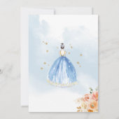 Elegant Light Blue Floral Princess Quinceañera Kaart (Achterkant)