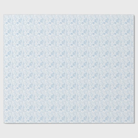 Elegant Light Blue Floral Swirl Pattern Cadeaupapier (Vlak)