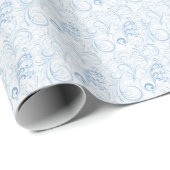 Elegant Light Blue Floral Swirl Pattern Cadeaupapier (Rol Hoek)