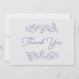 Elegant Light Blue Floral Vines Thank You Card Kaart