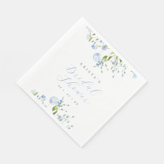 Elegant Light Blue Floral Vrijgezellenfeest Servet (Hoek)