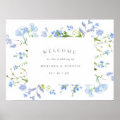 Elegant Light Blue Floral Wedding Welcome Poster (Voorkant)