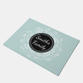 Elegant Light Blue Floral WreatCustom Text Deurmat (Schuin)