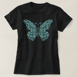 Elegant Light Blue Flourish Butterfly T-Shirt