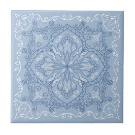 Elegant Light Blue Flowers Decorative Tegeltje