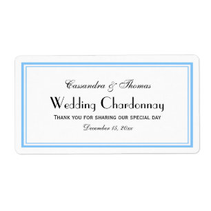 Elegant Light Blue Framed H Wine Flacon Label