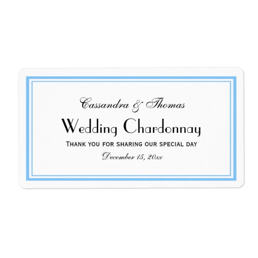 Elegant Light Blue Framed H Wine Flacon Label (Voorkant)