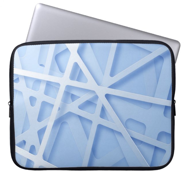Elegant Light Blue Geometric Shapes Texture Laptop Sleeve (Voorkant)