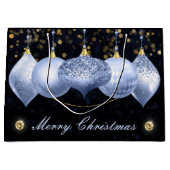 Elegant Light Blue & Gold Baubles Merry Kerstmis Groot Cadeauzakje (Voorkant)