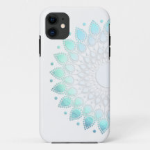 Elegant Light Blue Green Flower Motif