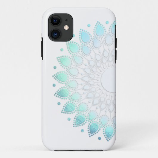 Elegant Light Blue Green Flower Motif Case-Mate iPhone Case (Achterkant)