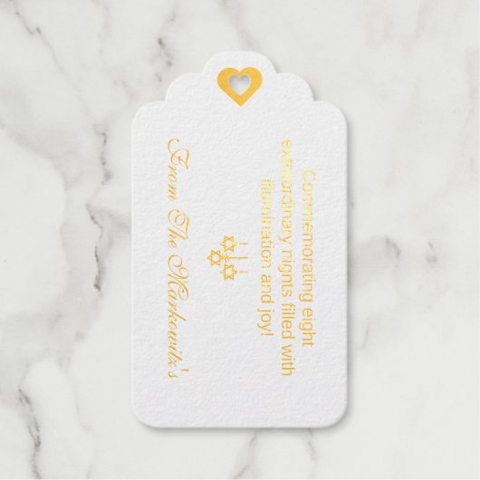 Elegant Light Blue Hanukkah Gold Cadeaulabels (Voorkant)