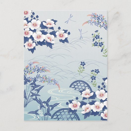Elegant Light Blue Japans ventilatortuin Briefkaart (Voorkant)