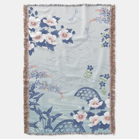 Elegant Light Blue Japans ventilatortuin Deken (Voorkant Verticaal)