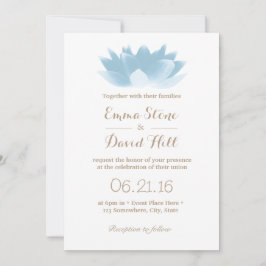 Elegant Light Blue Lotus Flower Wedding Kaart