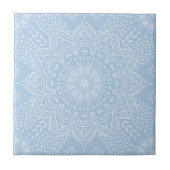 Elegant Light Blue Mandala Tegeltje (Voorkant)