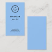 Elegant Light Blue Monogram Visitekaartjes (Voorkant / Achterkant)