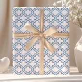 Elegant Light Blue Moroccan Quatrefoil Pattern Cadeaupapier
