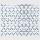 Elegant Light Blue Moroccan Quatrefoil Pattern Cadeaupapier (Vlak)