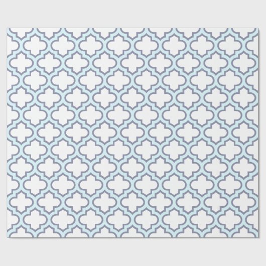 Elegant Light Blue Moroccan Quatrefoil Pattern Cadeaupapier (Vlak)