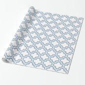 Elegant Light Blue Moroccan Quatrefoil Pattern Cadeaupapier (Uitgerold)