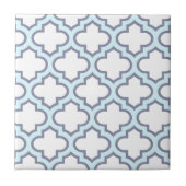 Elegant Light Blue Moroccan Quatrefoil Pattern Tegeltje (Voorkant)