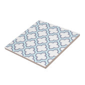 Elegant Light Blue Moroccan Quatrefoil Pattern Tegeltje (Zijkant)