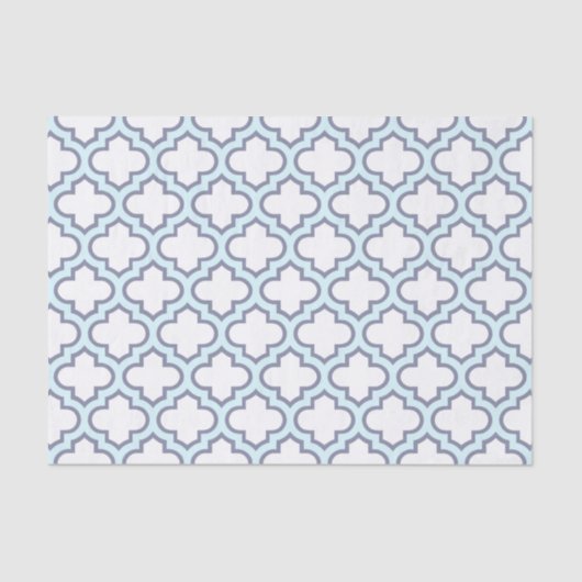 Elegant Light Blue Moroccan Quatrefoil Pattern Tissuepapier (Voorkant)