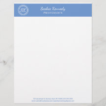 Elegant Light Blue Professional Monogram Business