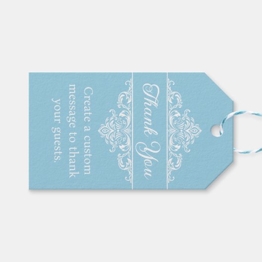 Elegant Light Blue Quinceañera Butterfly Birthday Cadeaulabel (Voorkant (Horizontaal))