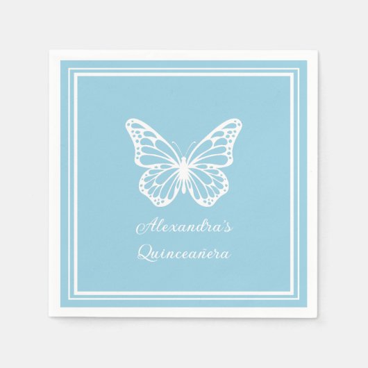 Elegant Light Blue Quinceañera - Butterfly  Servet (Voorkant)