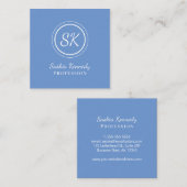 Elegant Light Blue Script Professional Monogram Vierkante Visitekaartje (Voorkant / Achterkant)