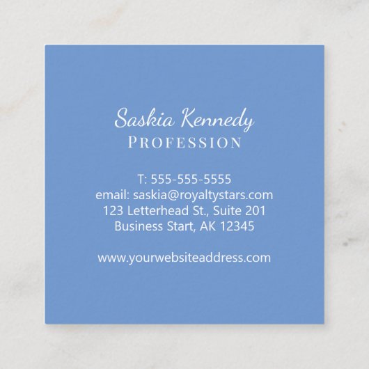 Elegant Light Blue Script Professional Monogram Vierkante Visitekaartje (Achterkant)