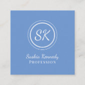 Elegant Light Blue Script Professional Monogram Vierkante Visitekaartje (Voorkant)