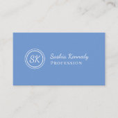 Elegant Light Blue Script Professional Monogram Visitekaartje (Voorkant)