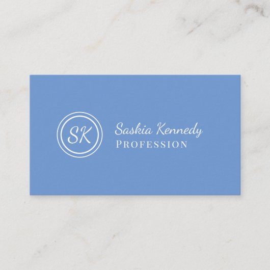 Elegant Light Blue Script Professional Monogram Visitekaartje (Voorkant)