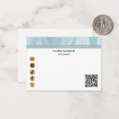 Elegant Light Blue Silk, Social Media & QR Code Notitiekaartje (Voorkant / Achterkant in situ)