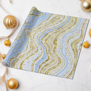 Elegant Light Blue Sparkle Swirls Glitter Sequins Cadeaupapier