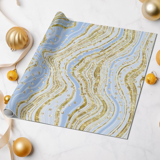 Elegant Light Blue Sparkle Swirls Glitter Sequins Cadeaupapier