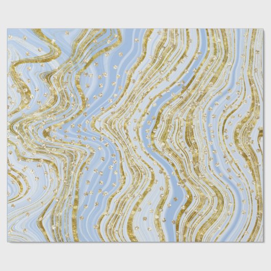 Elegant Light Blue Sparkle Swirls Glitter Sequins Cadeaupapier (Vlak)