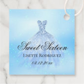 Elegant Light Blue Sweet 16 Personalized Bedankjes Labels (Achterkant)