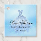 Elegant Light Blue Sweet 16 Personalized Bedankjes Labels (Voorkant)