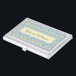 Elegant Light Blue  Textile Pattern Visitekaarthouder<br><div class="desc">Elegant textielpatroon in lichtblauw en beige.</div>