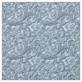 Elegant light blue tooled leather floral stof (Swatch)