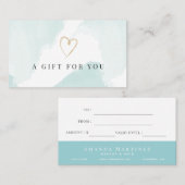 Elegant Light Blue Waterverf Cadeaubon Visitekaartje (Voorkant / Achterkant)